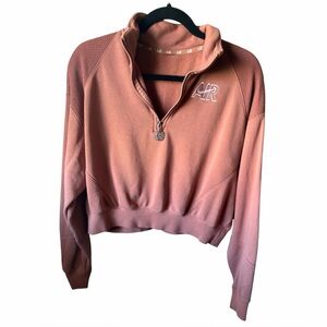 Nike Dusty Rose Quarter-Zip Cropped Sweatshirt